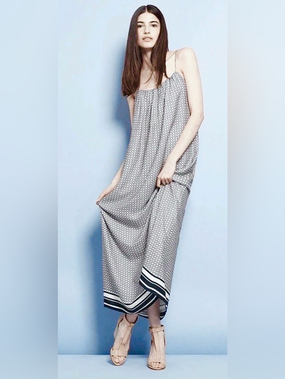 LN WOMENS XS (bust 32”) VINCE 100% SILK MAXI SLIP DRESS LINED
